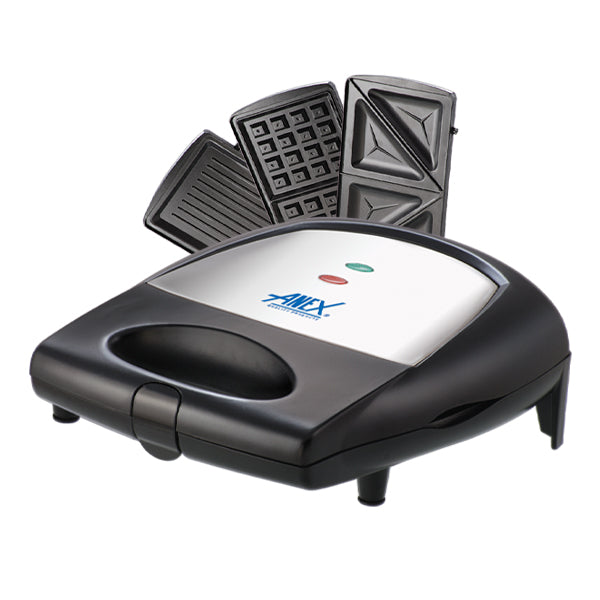 Anex AG-2138-Sandwich Maker Waffle maker with open lid showing waffle plates