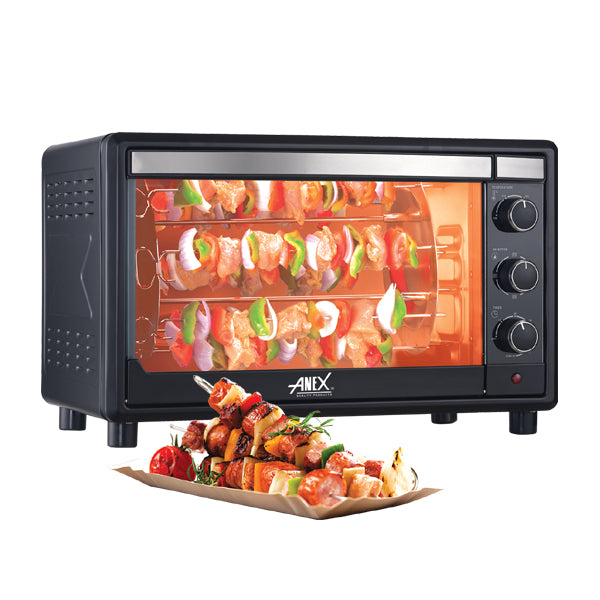 Anex Oven ToasterAG-3073EX displaying food cooking inside.
