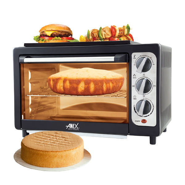 Anex Oven Toaster AG-3069TT with food items on a white background