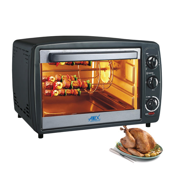 Oven Toaster AG-1065ex with food inside on a white background