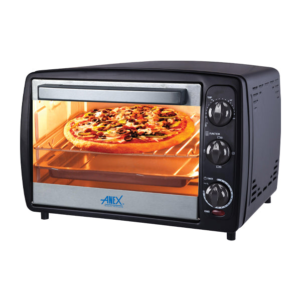 Oven Toaster AG-1065ex with pizza inside on a white background